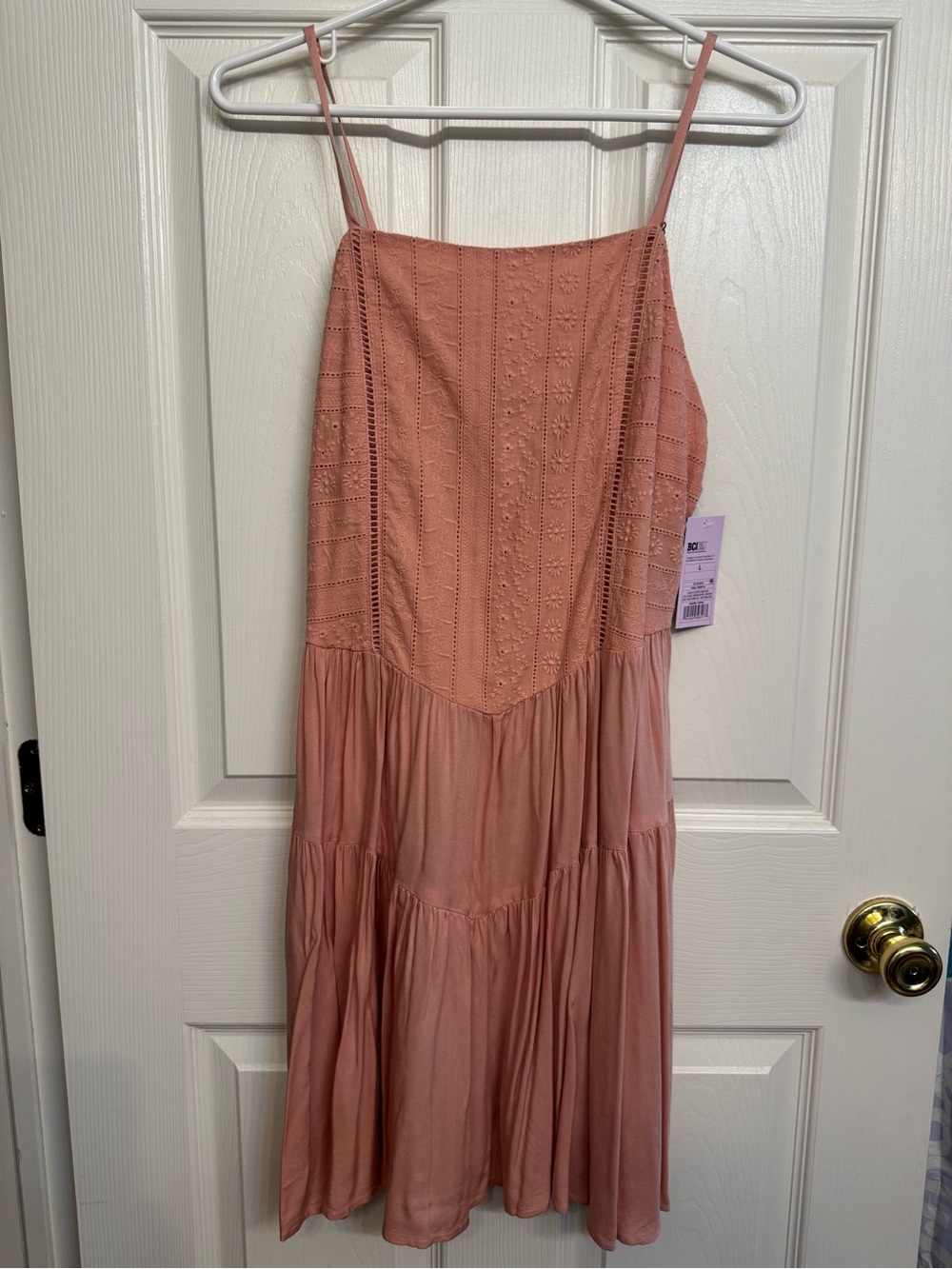 NWT Wild Fable Target Pink Eyelet Smocked Back Dress Size Large